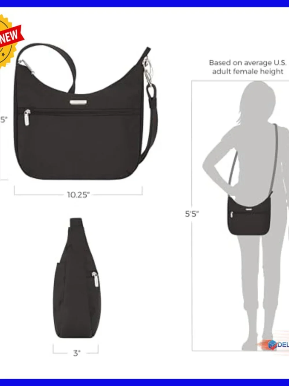 Anti-Theft Hobo Crossbody Bag with RFID Blocking, Slash Resistant